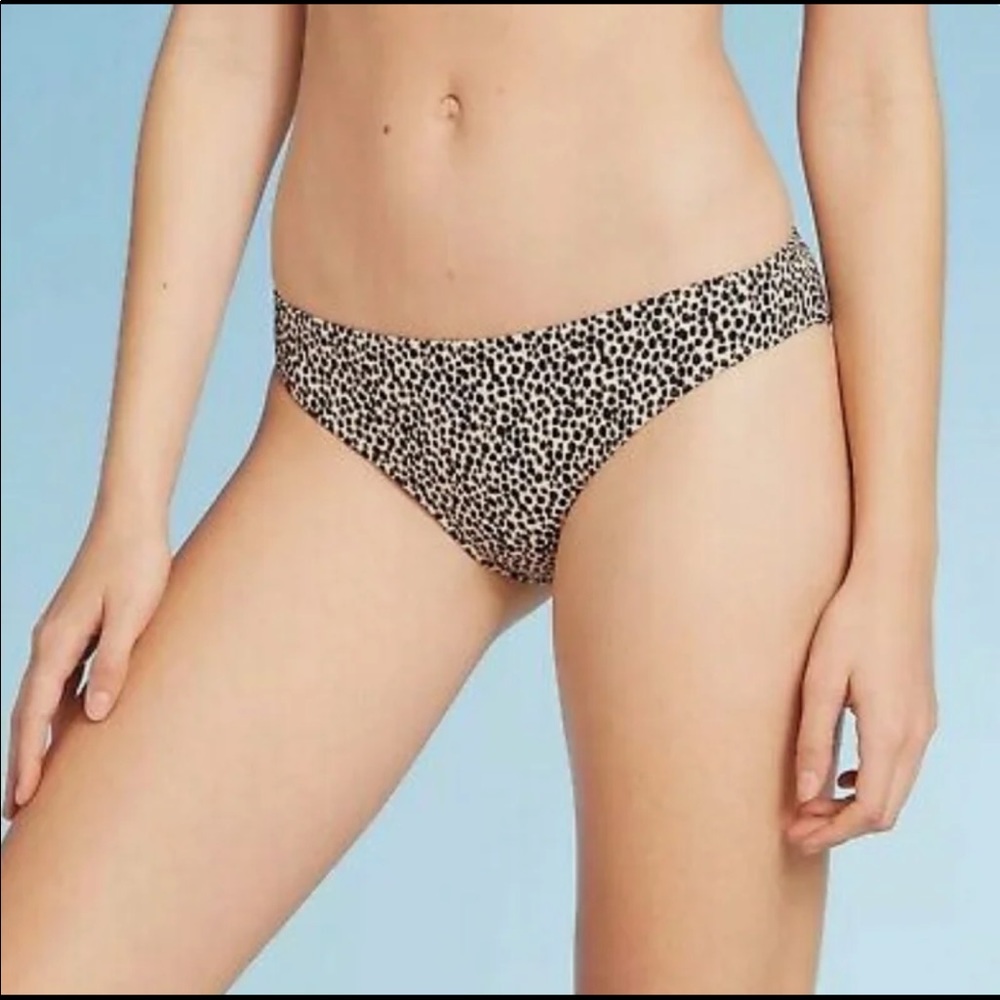 New Shade & Shore Beige Animal Print Bikini Bottoms